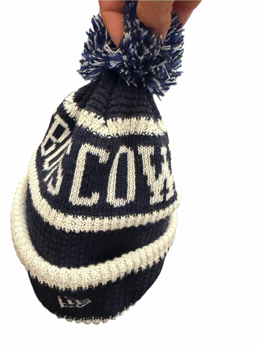 NFL New Era Dallas Cowboys Knit Pom Beanie in Navy and Cream